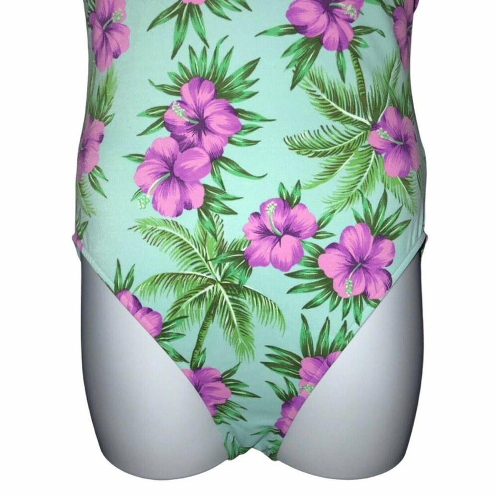 NWT Leilani One Piece Swimsuit Womens Plus Size 16 Hawaiian Floral Plumeria - Picture 5 of 9